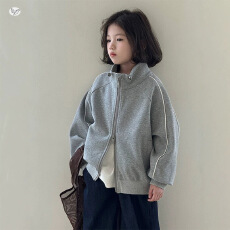 批发<b class='q'>女</b><b class='q'>童</b>韩系秋装外套2026新款中大童双拉链立领夹克衫儿童早秋棒球服