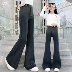 批发<b class='q'>女</b><b class='q'>童</b>渐变牛仔裤2026秋新款中大童复古显瘦微喇裤长裤儿童秋装裤子
