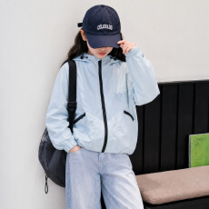 女童冲锋衣秋季2026新款中大童撞色连帽户外服夹克外套儿童拉链衫