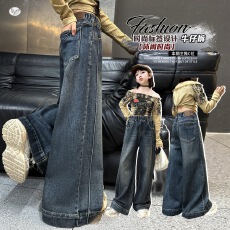 批发<b class='q'>女</b><b class='q'>童</b><b class='q'>直筒</b><b class='q'>牛仔裤</b><b class='q'>春秋款</b>2026新款儿<b class='q'>童</b><b class='q'>裤子</b><b class='q'>女</b>孩<b class='q'>大</b><b class='q'>童</b>秋装阔腿裤<b class='q'>中</b><b class='q'>大</b><b class='q'>童</b>