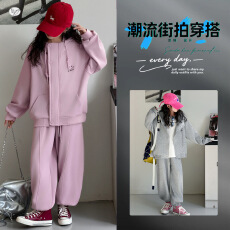 批发女<b class='q'>童</b><b class='q'>潮流</b><b class='q'>套装</b>2026春秋新款中<b class='q'>大</b><b class='q'>童</b>洋气韩系卫衣开衫外套运动两件套