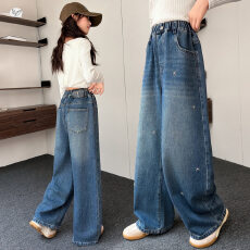 批发女<b class='q'>童</b><b class='q'>秋季</b><b class='q'>新</b>款韩版牛仔阔腿裤中<b class='q'>大</b><b class='q'>童</b>女孩宽松直筒裤春秋外出长裤潮