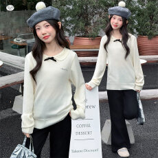 批发女<b class='q'>童</b><b class='q'>2026</b><b class='q'>春</b>秋娃娃领打底衫小香风针织毛衣蝴蝶结时尚<b class='q'>中大</b><b class='q'>童</b>喇叭裤