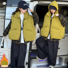 批发<b class='q'>女</b><b class='q'>童</b>2026秋冬韩版新款加厚背心<b class='q'>马甲</b>中大童夹棉连帽格子衬衣上衣