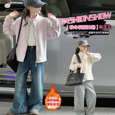 批发女童2026深秋新款加绒中大童内胆秋冬款韩版洋气外套一体绒上衣潮