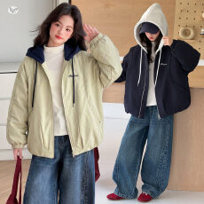 批发女童加厚连帽外套2026秋冬季新款休闲夹棉小棉服洋气时髦保暖夹克
