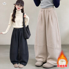 批发<b class='q'>女童</b>202<b class='q'>6</b>冬款韩版加厚百搭仿羊绒弯刀裤大童加厚外穿阔腿裤直筒潮