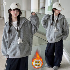 批发女童2026冬款韩版休闲复合奥利绒五角星卫衣外套中大童加厚夹克潮