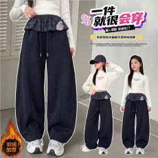 批发<b class='q'>女童</b>阔腿裤<b class='q'>秋冬</b>加绒保暖青少年女孩<b class='q'>休闲裤</b>大童洋气时髦学生长裤子