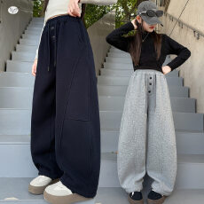 批发<b class='q'>女童</b><b class='q'>加</b>绒裤子秋冬款女大童洋气加厚弯刀裤女孩卫裤初中生运动裤潮