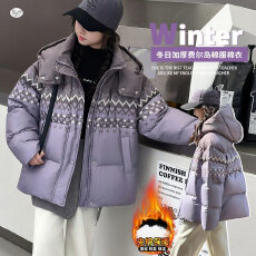 批发女童紫色棉服冬装大儿童装韩版羽绒棉外套女孩冬季加厚保暖棉衣潮