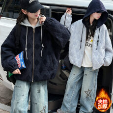 女童秋冬新款韩版连帽外套2026新款休闲舒适夹棉棉服保暖夹克衫潮