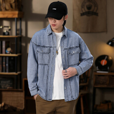 牛仔衬衫外套男款春季2026新款美式复古工装夹克男士长袖衬衣潮牌