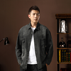 批发美式复古潮牌牛仔衬衫 春秋季宽松休闲百搭外套