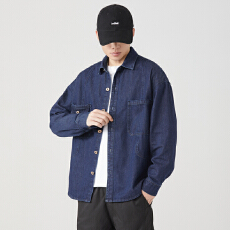 批发春秋季男士衬衫牛仔外套休闲宽松帅气日系百搭工装衬衣男潮流