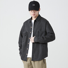 批发春秋季男士衬衫牛仔外套休闲宽松帅气日系百搭工装衬衣男潮流