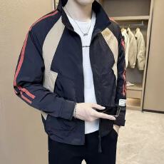 批发撞色立领工装外套男士欧货上衣服2026修身青年春秋季薄款夹克春<b class='q'>夏</b>