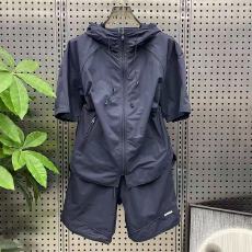 夏季薄款连帽速干休闲套装潮流男情侣短袖短裤青年韩版宽松两件套