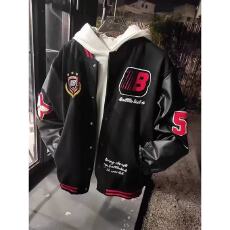 批发美式高街徽章拼接撞色棒球服男款春秋国潮牌宽松字母刺绣夹克外套