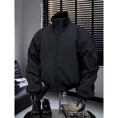 美式复古男士拼接设计感工装外套宽松百搭飞行防风连帽冲锋衣潮流