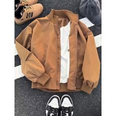 美拉德棕色立领夹克男款春季潮牌痞帅短款外套cleanfit美式棒球服