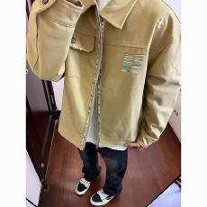批发卡其色美式钉珠刺绣翻领工装外套<b class='q'>男装</b>春季设计感百搭宽松<b class='q'>夹克</b>上衣
