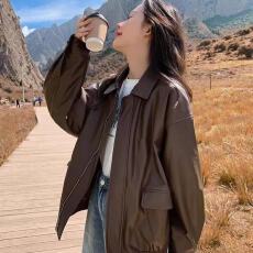 批发美拉德复古PU皮衣外套男2026春秋新款韩系高级感炸街机车风皮<b class='q'>夹克</b>