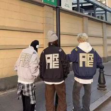 批发藏青色字母刺绣外套男春秋季美式街头短款棒球服cleanfit飞行<b class='q'>夹克</b>