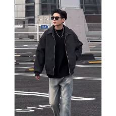 批发cleanfit美式皮衣外套男春秋款黑色翻领飞行夹克工装痞帅风棒球服