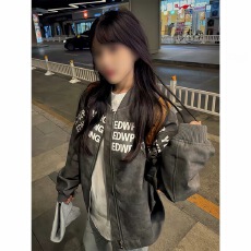 批发字母印花美式黑色棒球服男女潮牌高街痞帅<b class='q'>外套</b>高级感宽松飞行夹克