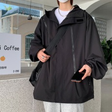 批发山系户外多口袋<b class='q'>春</b>秋季新款外套男日系潮流大码男生连帽工装夹克男
