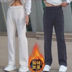 秋冬新款加绒男士纯色垂感爆款裤宽松显瘦时尚百搭保暖直筒长裤潮