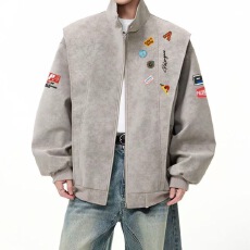 批发<b class='q'>夹克</b>印花美式2026新款复古立领潮牌男<b class='q'>女</b>款春秋季百搭休闲情侣外套
