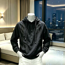批发2026黑武士连帽卫衣<b class='q'>男士</b>秋季新款简约风拼接运动百搭工装上衣潮流