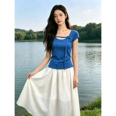 批发夏日多巴胺针织上衣女百搭