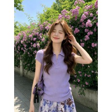 批发夏日多巴胺针织上衣<b class='q'>女</b>百搭
