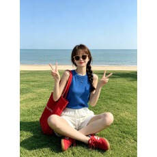批发夏日多巴胺针织上衣女百搭
