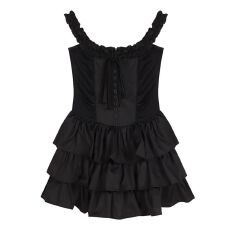 批发奶fufu连衣裙收腰甜酷辣妹风一字肩高级感黑色吊带蓬蓬蛋糕裙女<b class='q'>夏</b>