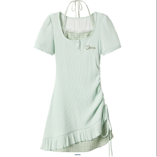 批发纯欲风甜辣妹假两件<b class='q'>连衣裙</b>女2026年新款韩系甜美小个子包臀短裙子