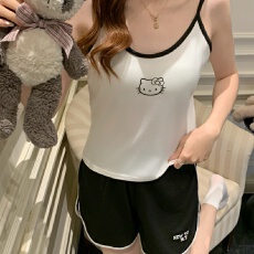 批发新款带胸垫卡通吊带背心睡衣<b class='q'>女</b>夏季吊带短裤舒适套装少<b class='q'>女</b>家居服<b class='q'>女</b>