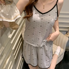 批发新款带胸垫卡通吊带背心睡衣女夏季吊带短裤舒适套装少女家居服女