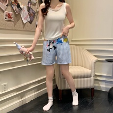 批发新款带胸垫卡通吊带背心睡衣女夏季吊带短裤舒适套装少女家居服女
