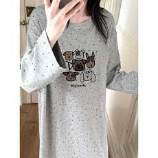 批发新款睡裙女春<b class='q'>秋</b>夏季睡衣女学生长袖款卡通宽松家居服中长款
