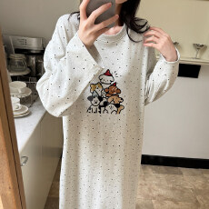 批发新款睡裙女春<b class='q'>秋</b>夏季睡衣女学生长袖款卡通宽松家居服中长款