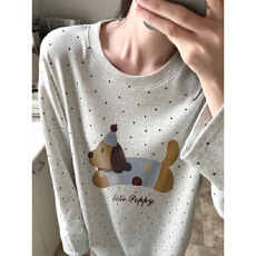 批发新款睡裙女春<b class='q'>秋</b>夏季睡衣女学生长袖款卡通宽松家居服中长款