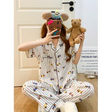 批发外单新款<b class='q'>大码</b>云朵棉夏季短袖长裤<b class='q'>睡衣</b>女<b class='q'>大码</b>家居服两件套