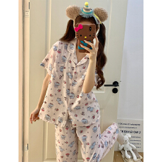 批发外单新款<b class='q'>大码</b>云朵棉夏季短袖长裤<b class='q'>睡衣</b>女<b class='q'>大码</b>家居服两件套