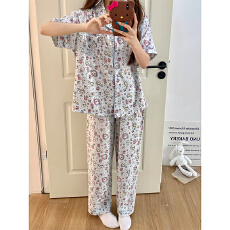 批发外单新款<b class='q'>大码</b>云朵棉夏季短袖长裤<b class='q'>睡衣</b>女<b class='q'>大码</b>家居服两件套