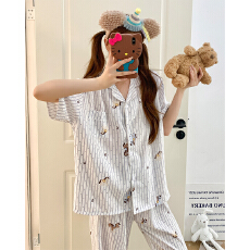 批发外单新款<b class='q'>大码</b>云朵棉夏季短袖长裤<b class='q'>睡衣</b>女<b class='q'>大码</b>家居服两件套