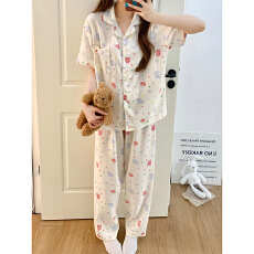 批发外单新款<b class='q'>大码</b>云朵棉夏季短袖长裤<b class='q'>睡衣</b>女<b class='q'>大码</b>家居服两件套
